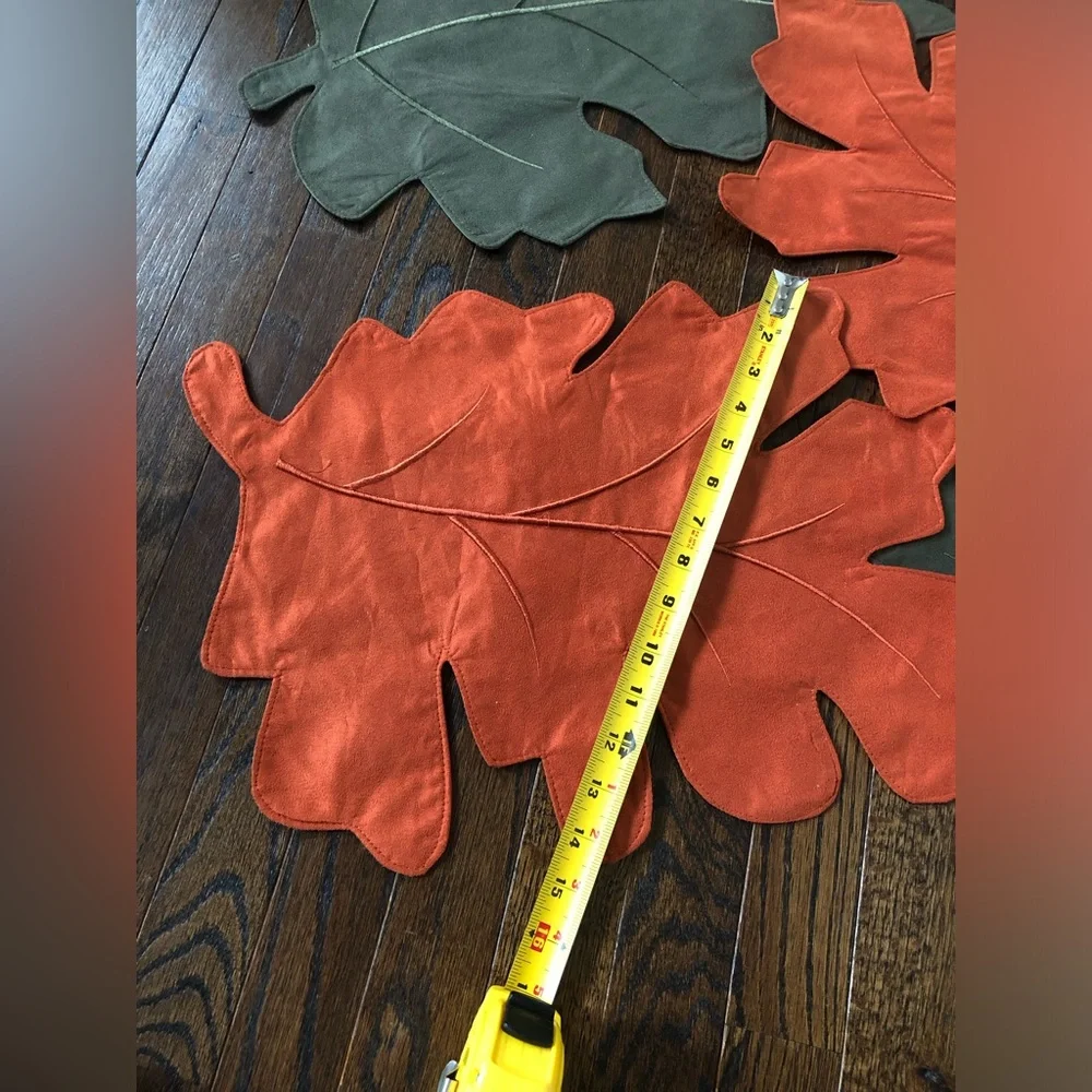Croft & Barrow 4-Piece Burnt Orange/Olive Green Leaves Placemats 21” x 16” EUC!!
